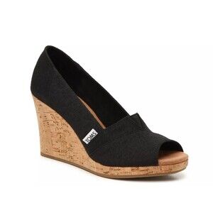 TOM’S Women’s Classic Wedge Sandle In Black Size 6